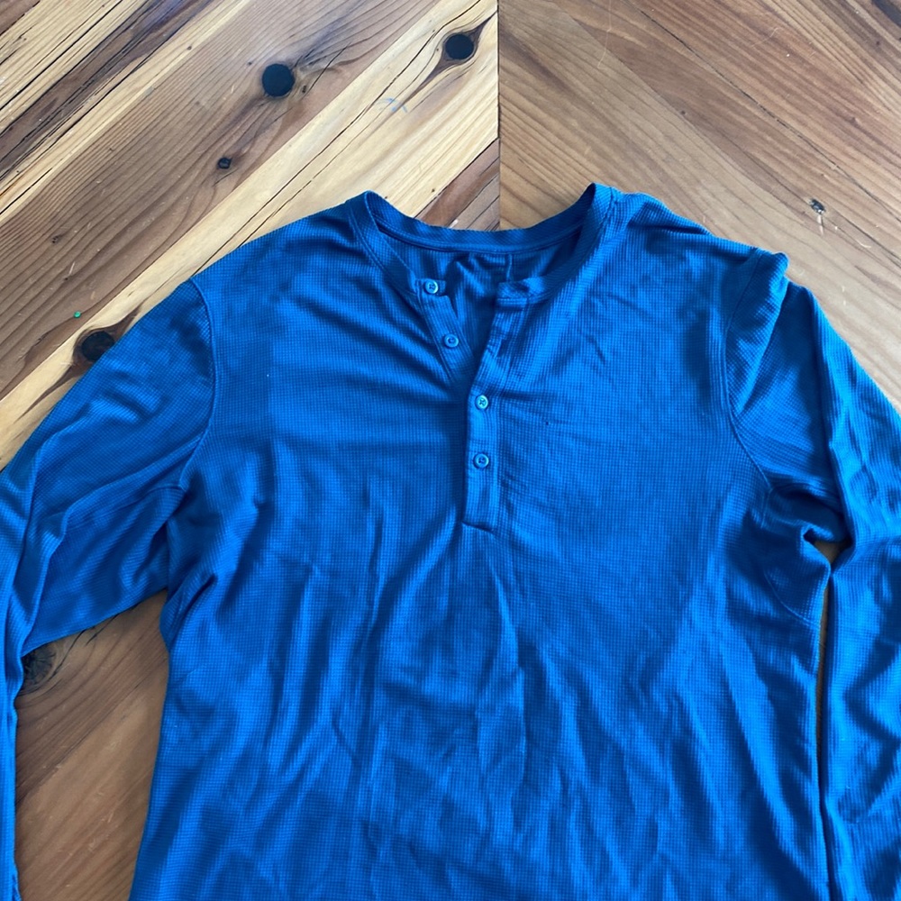 Lululemon thermal blue Henley waffle long sleeve